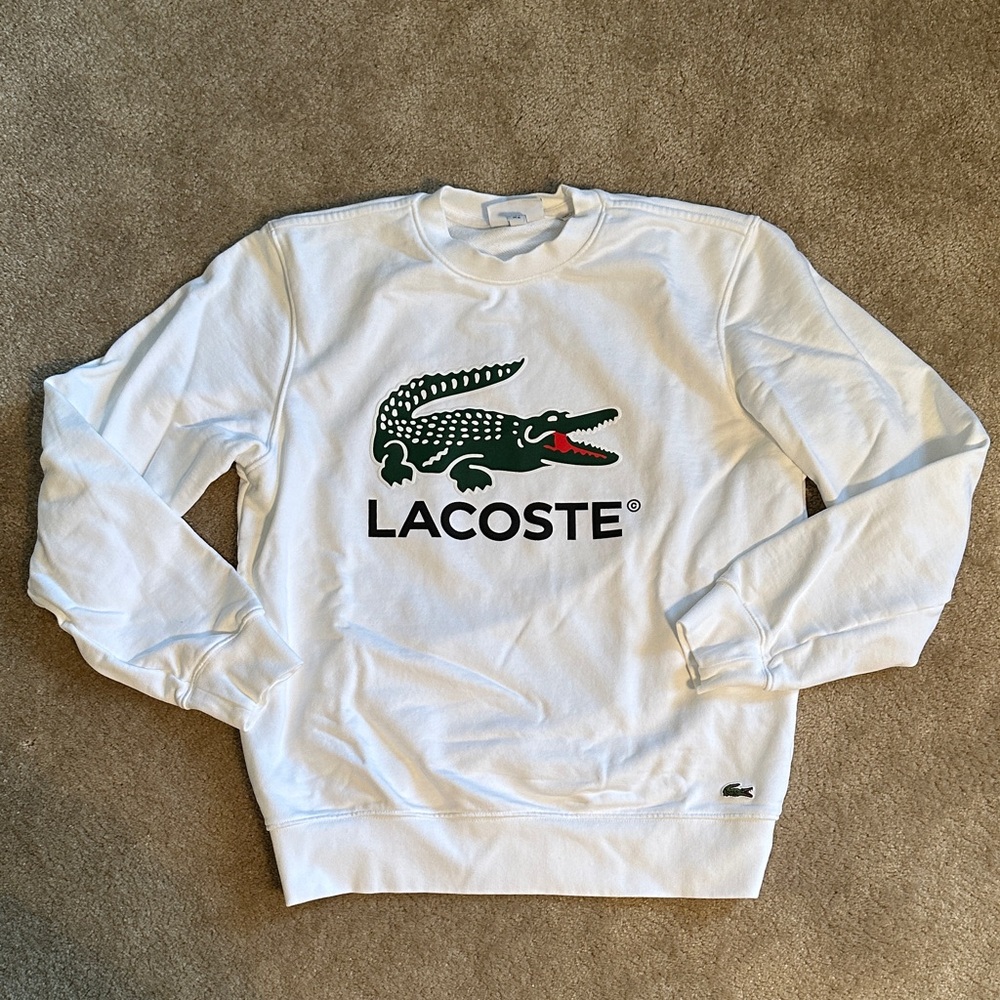 Lacoste White Crewneck Sweatshirt for Men